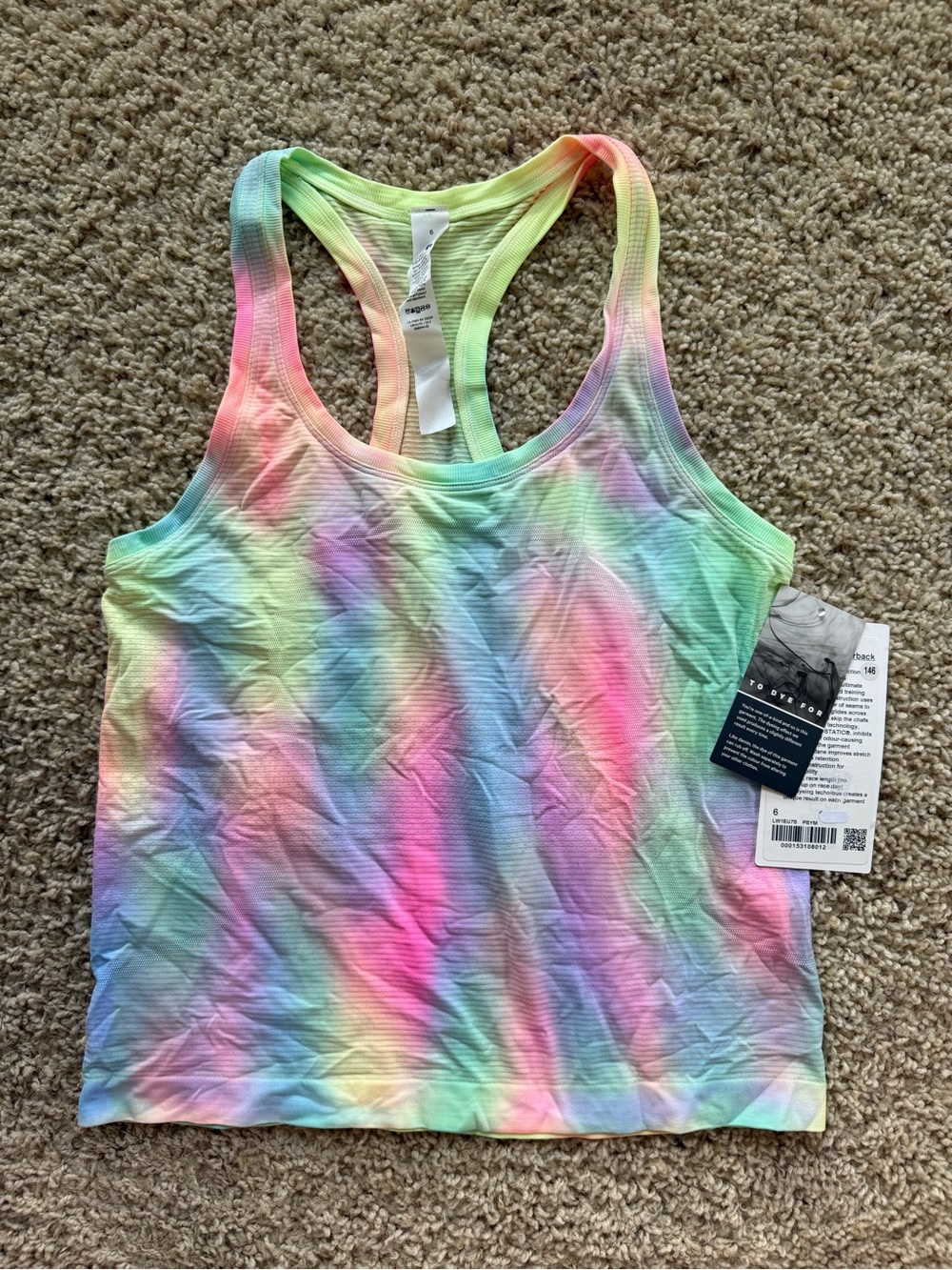 NEW Lululemon Rare Psychedelic Tie Dye Swiftly Tech Racerback 2.0 Tank Crop 6